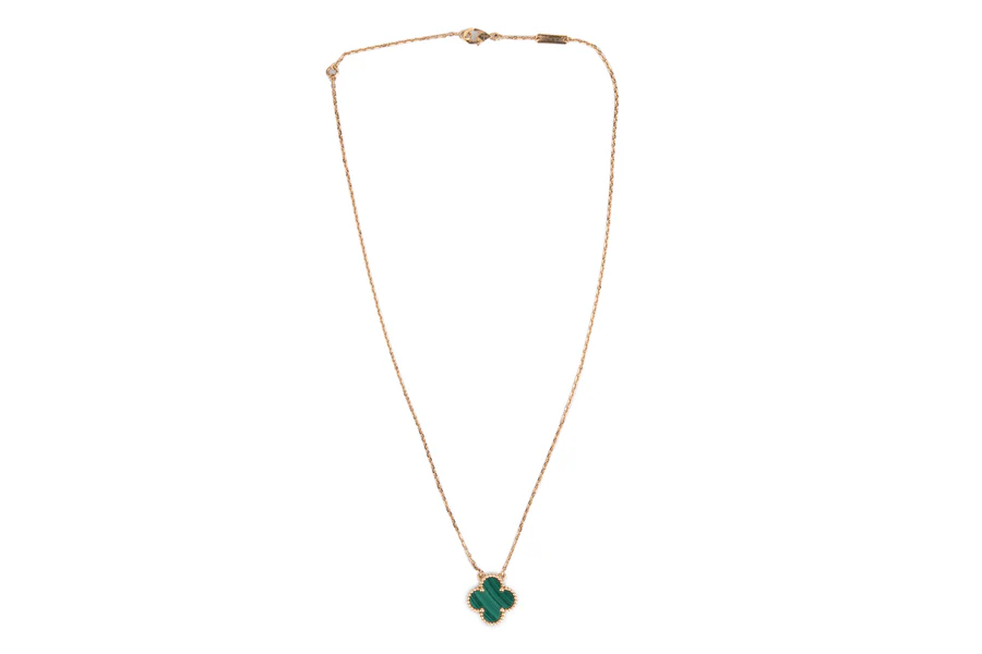 van cleef vintage alhambra pendant gold malachite