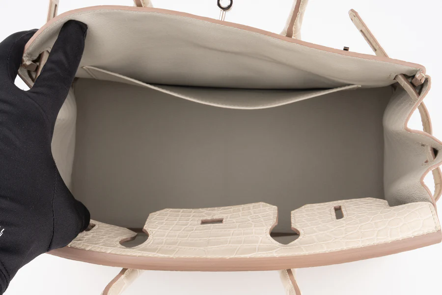Hermès Birkin 30 Croc Beton PHW - Image 8