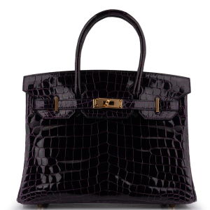 Hermès Birkin 30 Croc Niloticus Lisse Aubergine GHW