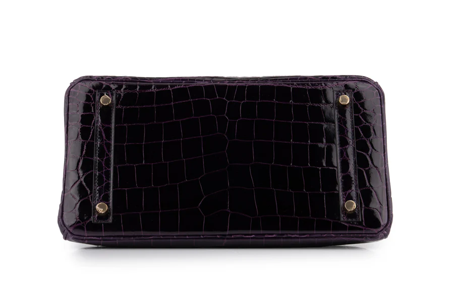 Hermès Birkin 30 Croc Niloticus Lisse Aubergine GHW - Image 6