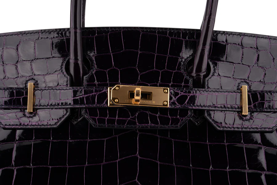 Hermès Birkin 30 Croc Niloticus Lisse Aubergine GHW - Image 7