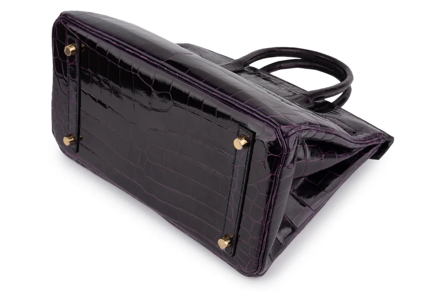 Hermès Birkin 30 Croc Niloticus Lisse Aubergine GHW - Image 9