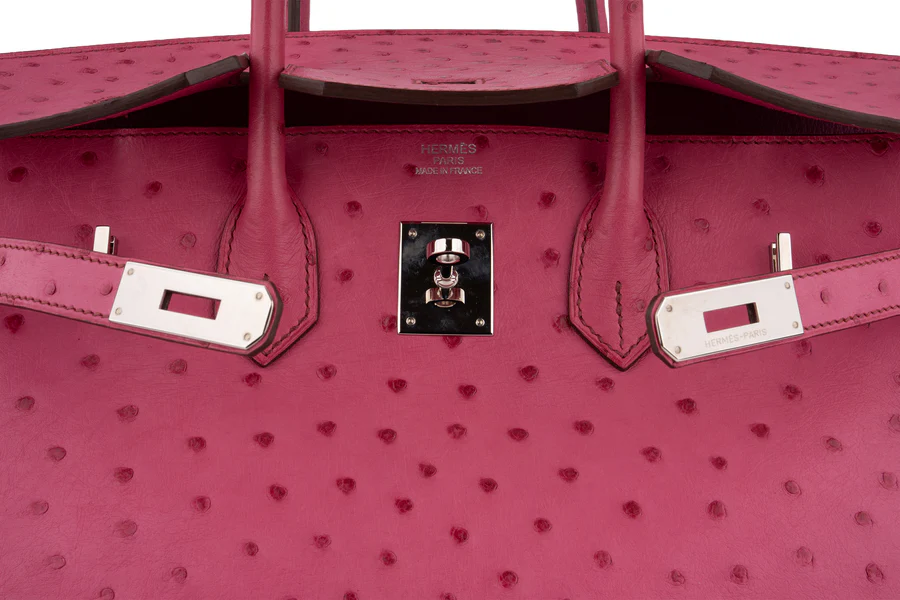 Hermès Birkin 35 Ostrich Rose Poure PHW - Image 9