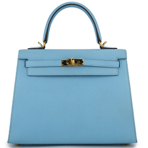 Hermès Kelly 25 Sellier Epsom Celeste GHW