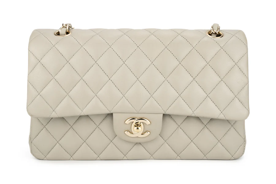 Chanel Med Classic Flap Lambskin Grey GHW