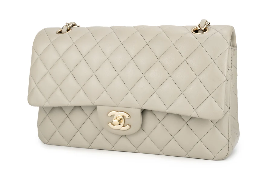 Chanel Med Classic Flap Lambskin Grey GHW - Image 2