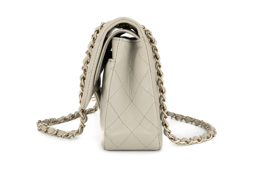 Chanel Med Classic Flap Lambskin Grey GHW - Image 3