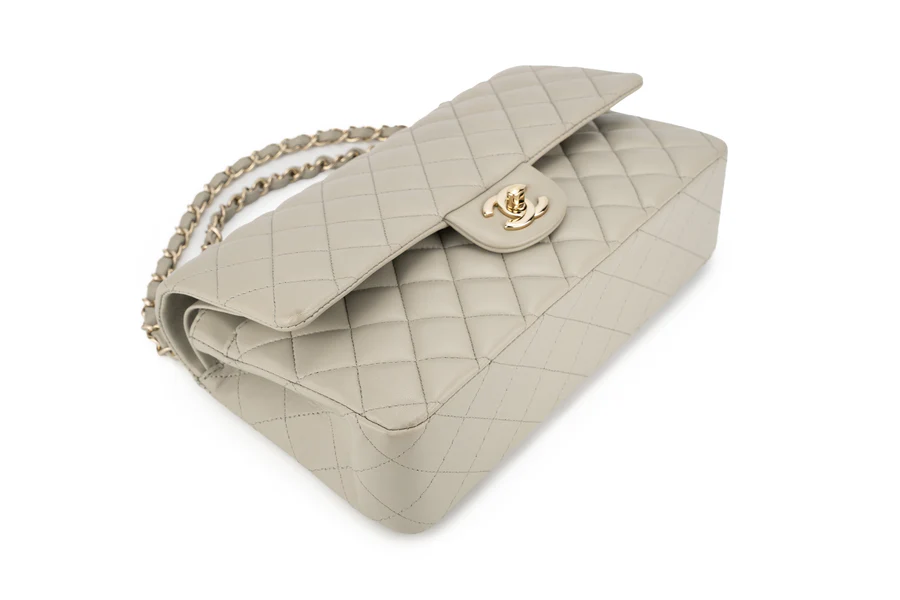 Chanel Med Classic Flap Lambskin Grey GHW - Image 9