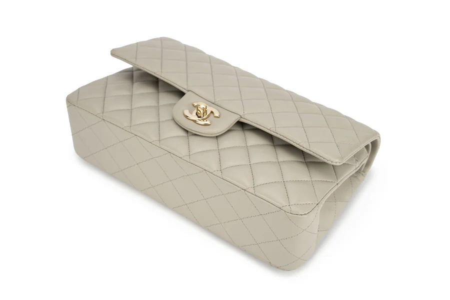 Chanel Med Classic Flap Lambskin Grey GHW - Image 10