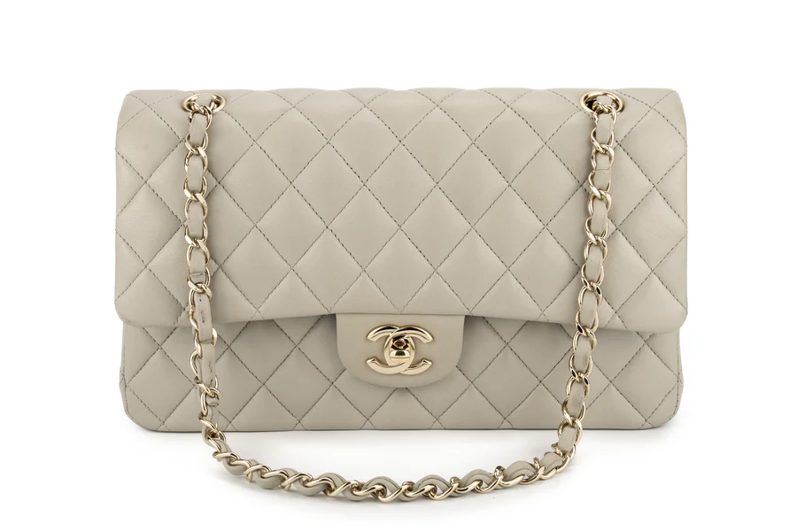 Chanel Med Classic Flap Lambskin Grey GHW - Image 13