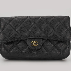 Chanel Clutch On Chain Caviar Black Champagne GHW