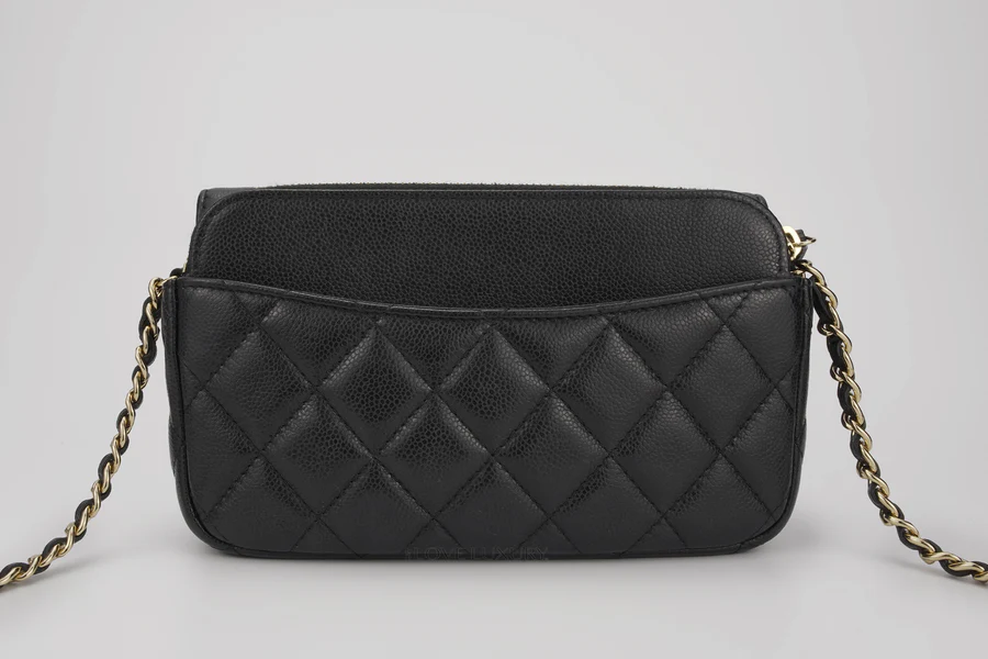 Chanel Clutch On Chain Caviar Black Champagne GHW - Image 2
