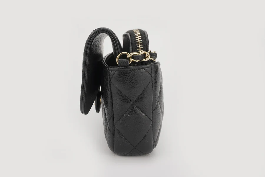 Chanel Clutch On Chain Caviar Black Champagne GHW - Image 5