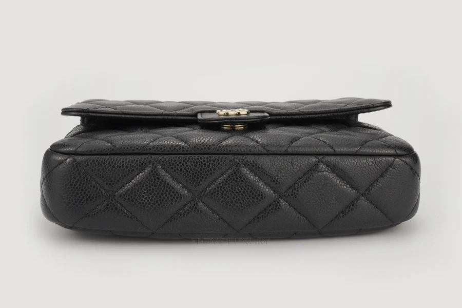 Chanel Clutch On Chain Caviar Black Champagne GHW - Image 6