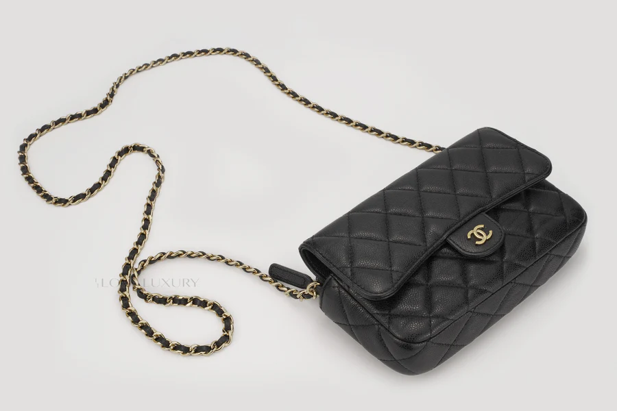 Chanel Clutch On Chain Caviar Black Champagne GHW - Image 7