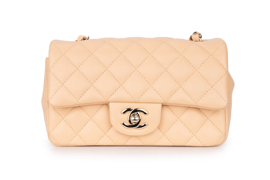 Chanel Mini Rectangle Flap Lambskin Beige LGHW