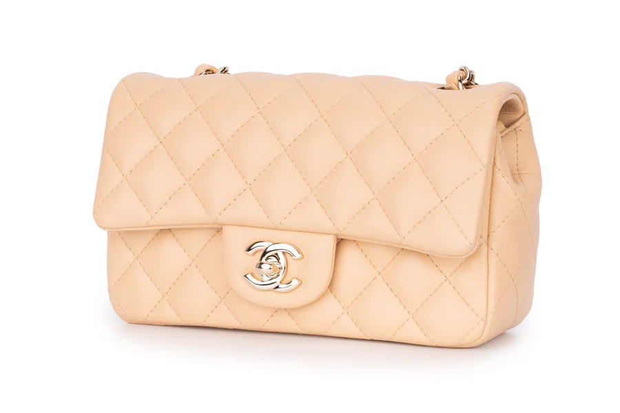 Chanel Mini Rectangle Flap Lambskin Beige LGHW - Image 2