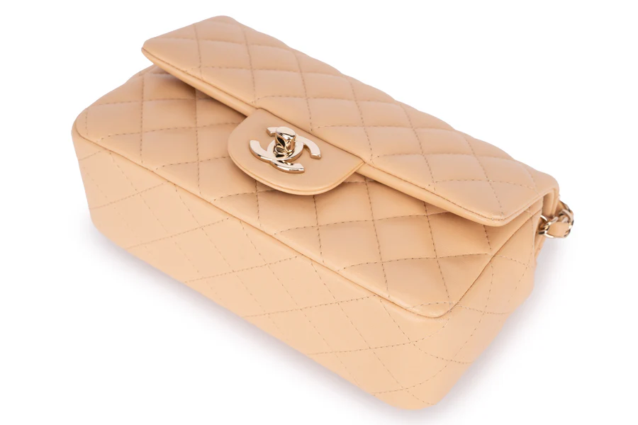 Chanel Mini Rectangle Flap Lambskin Beige LGHW - Image 5