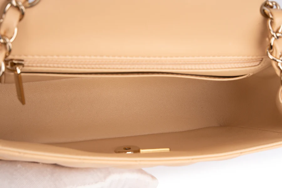 Chanel Mini Rectangle Flap Lambskin Beige LGHW - Image 7