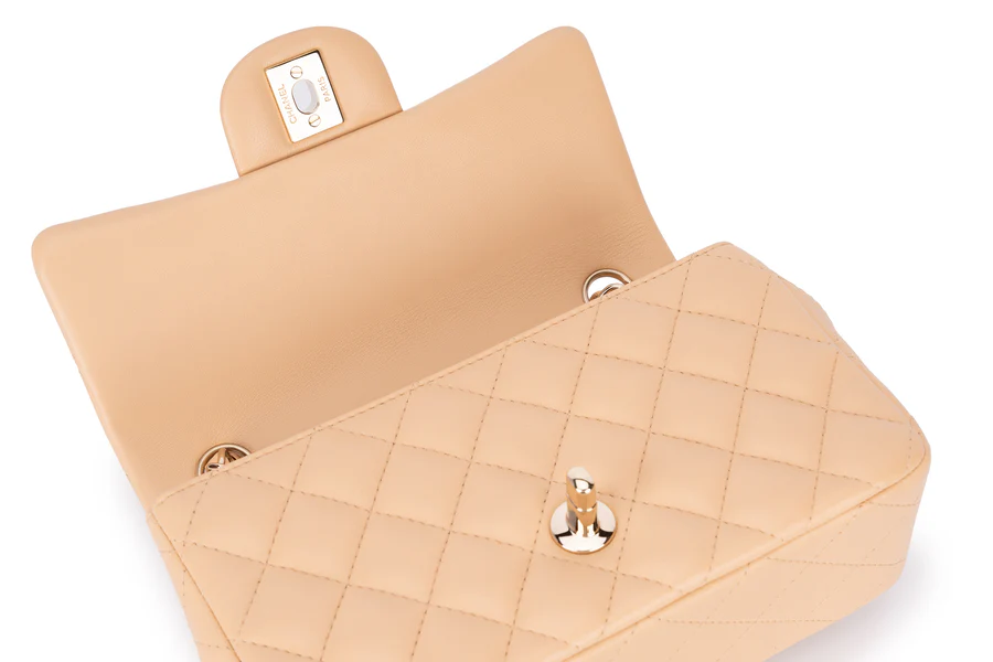 Chanel Mini Rectangle Flap Lambskin Beige LGHW - Image 8