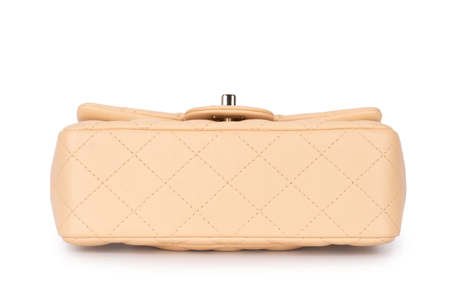 Chanel Mini Rectangle Flap Lambskin Beige LGHW - Image 11