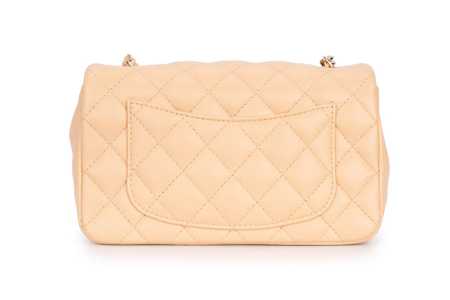 Chanel Mini Rectangle Flap Lambskin Beige LGHW - Image 13