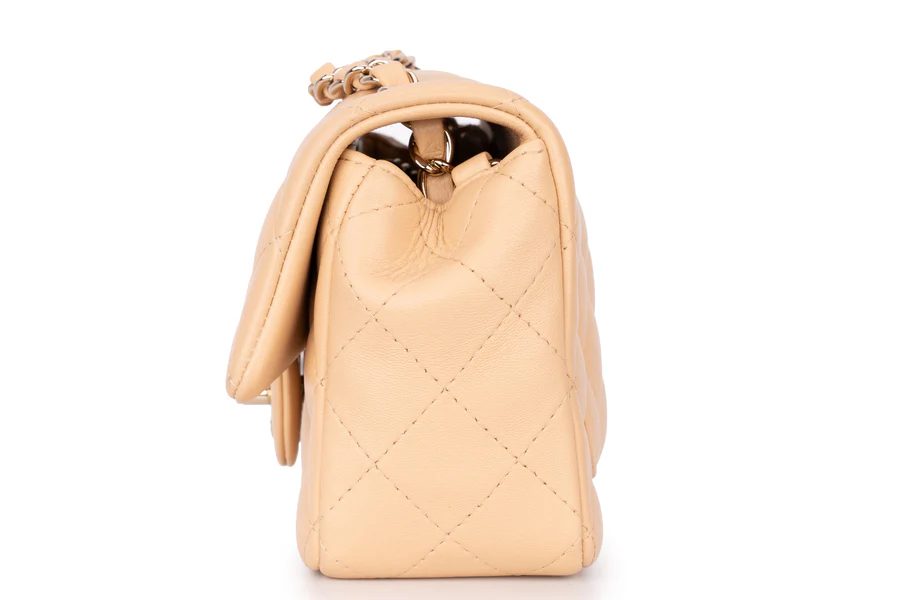 Chanel Mini Rectangle Flap Lambskin Beige LGHW - Image 14