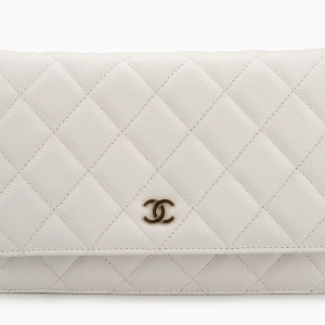Chanel Classic Quilted Wallet on Chain Caviar White Champagne GHW