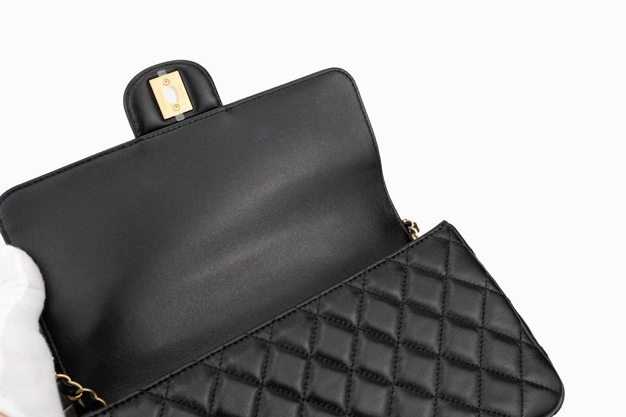 Chanel Flapbag With Handle Labmbskin Black GHW - Image 6
