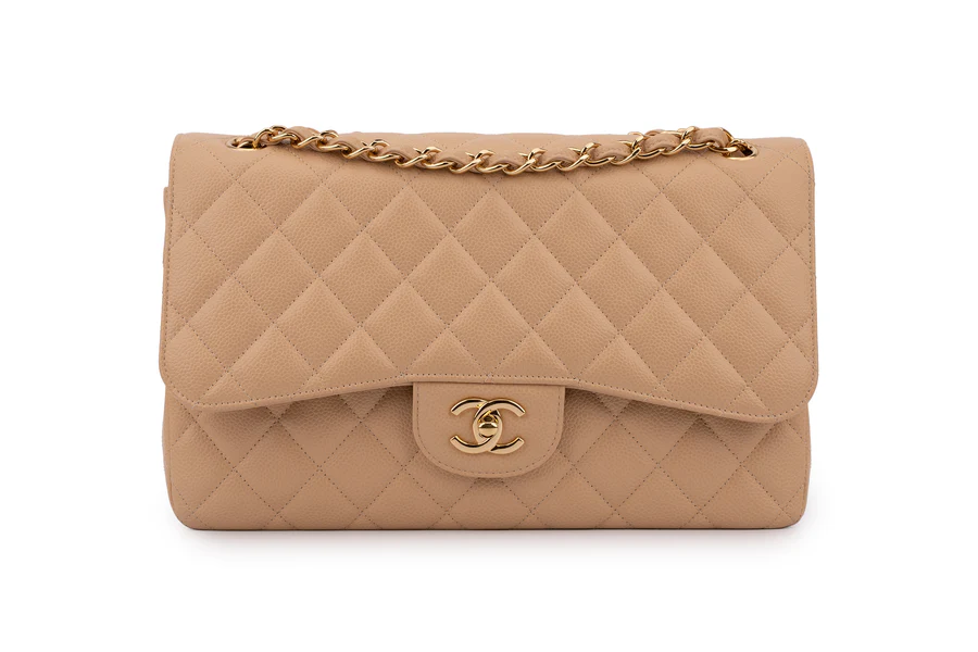 Chanel Classic Double Flap Beige Caviar GHW
