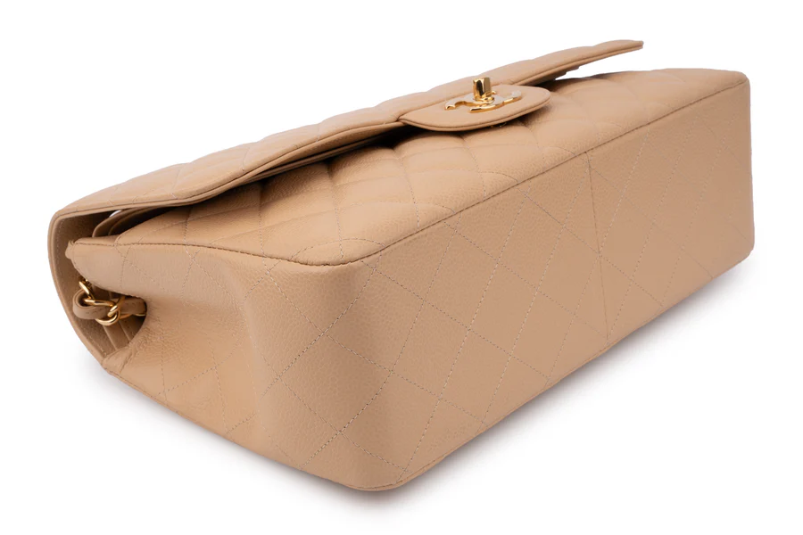 Chanel Classic Double Flap Beige Caviar GHW - Image 9