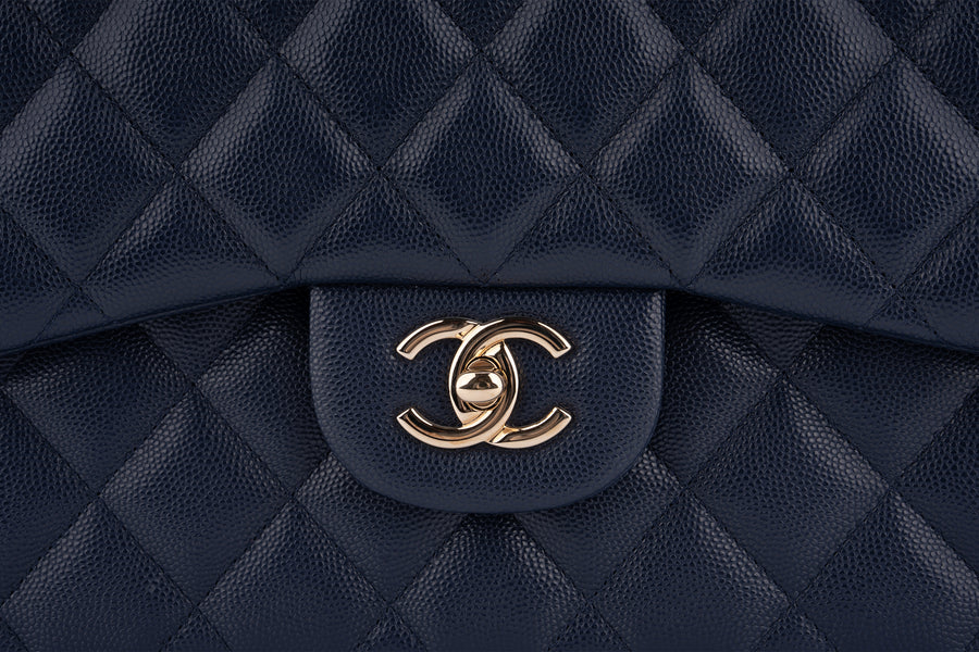 Chanel Jumbo Flap Bag Caviar Navy Blue GHW - Image 7