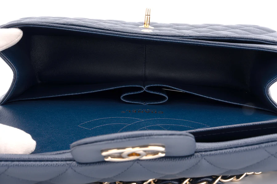 Chanel Jumbo Flap Bag Caviar Navy Blue GHW - Image 8