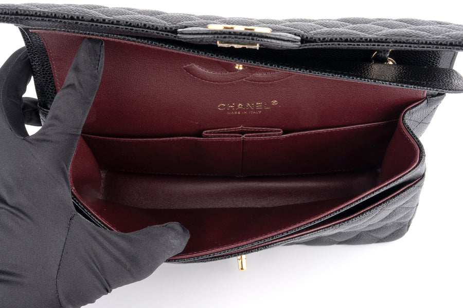 Chanel Classic Medium Double Flap Caviar Black GHW - Image 8