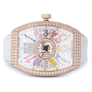 Franck Muller Bitcoin Female 38mm Alligator Strap Diamond Bezel Ref- v38scatbtc